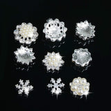 Maxbell 10 Pieces Mixed Diamond Flower Center Buttons Pearl Embellishment for Bouquet, DIY Wedding Craft, Scrapbooking Card, Flat back Rhinestone Embellishment - Aladdin Shoppers