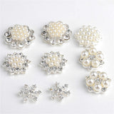 Maxbell 10 Pieces Mixed Diamond Flower Center Buttons Pearl Embellishment for Bouquet, DIY Wedding Craft, Scrapbooking Card, Flat back Rhinestone Embellishment - Aladdin Shoppers