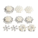 Maxbell 10 Pieces Mixed Diamond Flower Center Buttons Pearl Embellishment for Bouquet, DIY Wedding Craft, Scrapbooking Card, Flat back Rhinestone Embellishment - Aladdin Shoppers