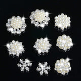 Maxbell 10 Pieces Mixed Diamond Flower Center Buttons Pearl Embellishment for Bouquet, DIY Wedding Craft, Scrapbooking Card, Flat back Rhinestone Embellishment - Aladdin Shoppers
