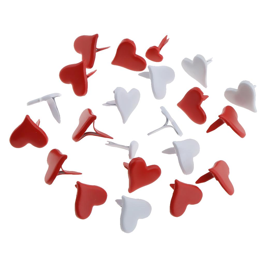 200 Pieces Heart Flower Shape Mini Brads Paper Fastener Scrapbooking Crafts