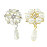 Maxbell 20Pcs 28X53mm Rhinestone Pearl Buttons Flatback Embellishments Gold&Silver