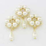 Maxbell 20Pcs 28X53mm Rhinestone Pearl Buttons Flatback Embellishments Gold&Silver