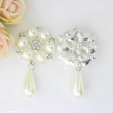 Maxbell 20Pcs 28X53mm Rhinestone Pearl Buttons Flatback Embellishments Gold&Silver