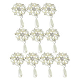 Maxbell 20Pcs 28X53mm Rhinestone Pearl Buttons Flatback Embellishments Gold&Silver