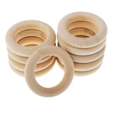 Maxbell 10 Pieces 58mm Wooden Loop Connectors Circles Natural Wood Teething Rings for DIY Craft - Aladdin Shoppers