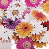 Maxbell 150Pcs Daisy Flower Wooden 2-holes Buttons for Crafts Scrapbooking 20mm 25mm