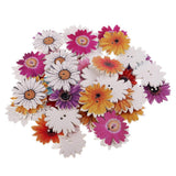 Maxbell 150Pcs Daisy Flower Wooden 2-holes Buttons for Crafts Scrapbooking 20mm 25mm