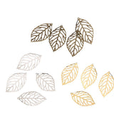 Maxbell 200 Pieces Hollow Filigree Charms Leaf Pendant Bridal Headdress DIY Supplies
