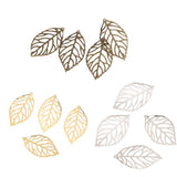 Maxbell 200 Pieces Hollow Filigree Charms Leaf Pendant Bridal Headdress DIY Supplies