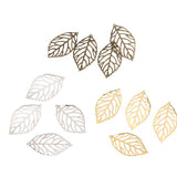 Maxbell 200 Pieces Hollow Filigree Charms Leaf Pendant Bridal Headdress DIY Supplies