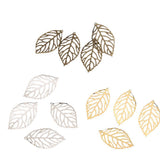 Maxbell 200 Pieces Hollow Filigree Charms Leaf Pendant Bridal Headdress DIY Supplies