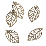 Maxbell 200 Pieces Hollow Filigree Charms Leaf Pendant Bridal Headdress DIY Supplies