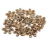 Maxbell 40 Pieces Unfinished Hollow Flower Shape Wooden Pieces Embellishments 35mm