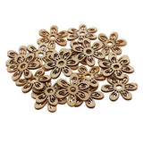 Maxbell 40 Pieces Unfinished Hollow Flower Shape Wooden Pieces Embellishments 35mm