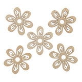 Maxbell 40 Pieces Unfinished Hollow Flower Shape Wooden Pieces Embellishments 35mm
