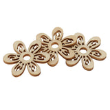 Maxbell 40 Pieces Unfinished Hollow Flower Shape Wooden Pieces Embellishments 35mm