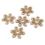 Maxbell 40 Pieces Unfinished Hollow Flower Shape Wooden Pieces Embellishments 35mm