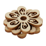 Maxbell 40 Pieces Unfinished Hollow Flower Shape Wooden Pieces Embellishments 35mm