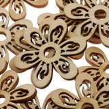 Maxbell 40 Pieces Unfinished Hollow Flower Shape Wooden Pieces Embellishments 35mm