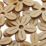 Maxbell 40 Pieces Unfinished Hollow Flower Shape Wooden Pieces Embellishments 35mm