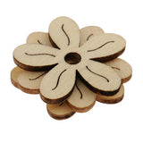 Maxbell 40 Pieces Unfinished Hollow Flower Shape Wooden Pieces Embellishments 35mm