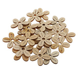 Maxbell 40 Pieces Unfinished Hollow Flower Shape Wooden Pieces Embellishments 35mm