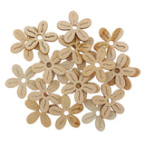 Maxbell 40 Pieces Unfinished Hollow Flower Shape Wooden Pieces Embellishments 35mm