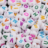 Maxbell 400 Pieces Resin Rondelle Alphabet Letters Beads For Jewelry Making Craft