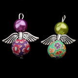 Maxbell 20 Pieces Mixed Angel Charms Pearl Acrylic Polymer Pendants Jewelry Findings