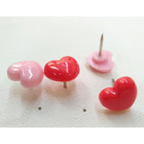 Maxbell 100 Pieces Heart Shape Push Pins Drawing Pins Office Thumbtack Red Pink