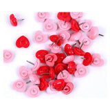 Maxbell 100 Pieces Heart Shape Push Pins Drawing Pins Office Thumbtack Red Pink
