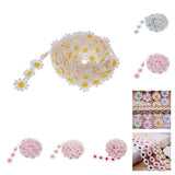Maxbell 6 Yards 25mm Daisy Flower Embroidery Lace Trim Applique Ribbon Sewing Craft