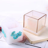 Maxbell Hollow Cube Plastic Candle Mold Tealight Candle Holder Mould & Dried Flowers