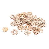 Maxbell 80 Pcs Natural Leaves and Flower Wood Embellishment DIY Decoration Crafts