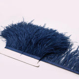 Maxbell 2 Pieces Dyed Ostrich Feather Fringe Trim Ribbon Embellishment Dark blue