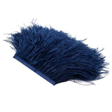 Maxbell 2 Pieces Dyed Ostrich Feather Fringe Trim Ribbon Embellishment Dark blue
