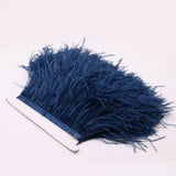 Maxbell 2 Pieces Dyed Ostrich Feather Fringe Trim Ribbon Embellishment Dark blue