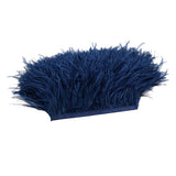 Maxbell 2 Pieces Dyed Ostrich Feather Fringe Trim Ribbon Embellishment Dark blue