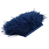 Maxbell 2 Pieces Dyed Ostrich Feather Fringe Trim Ribbon Embellishment Dark blue