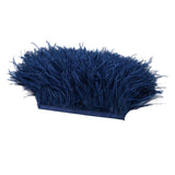 Maxbell 2 Pieces Dyed Ostrich Feather Fringe Trim Ribbon Embellishment Dark blue