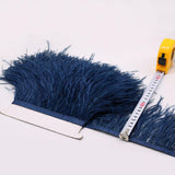 Maxbell 2 Pieces Dyed Ostrich Feather Fringe Trim Ribbon Embellishment Dark blue