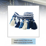 20x1 Yard European Clothing Curtain Tassel Edging Fringe Trim Blue+White