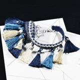 20x1 Yard European Clothing Curtain Tassel Edging Fringe Trim Blue+White