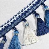 20x1 Yard European Clothing Curtain Tassel Edging Fringe Trim Blue+White