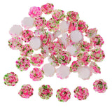 Maxbell 50Pcs DIY Resin Flower Flatback Scrapbooking for Phone Craft Applique pink and green - Aladdin Shoppers