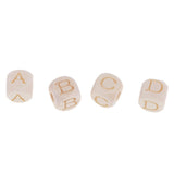 Maxbell 26 Pieces Natural Alphabet Letter Wood Beads Wooden Cube Craft DIY Jewelry