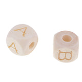 Maxbell 26 Pieces Natural Alphabet Letter Wood Beads Wooden Cube Craft DIY Jewelry