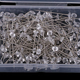 Maxbell 9xCrystal Diamond Head Wedding Corsage Floral Bouquet Pins  200pcs 38x6mm