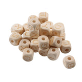 Maxbell 26 Pieces Natural Alphabet Letter Wood Beads Wooden Cube Craft DIY Jewelry